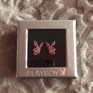 PLAYBOY PINK RHINESTONE BUNNY EARRINGS